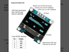 0.96'' I2C OLED 디스플레이 모듈 128x64 해상도 SSD1306 인터페이스