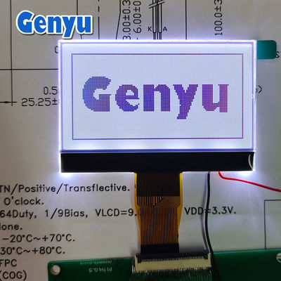 2.42인치 128x64 반사성 LCD 디스플레이 화면 백색 백라이트 24PIN FPC 커넥터