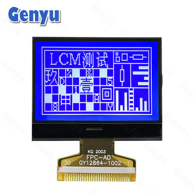 1.9 인치 STN 블루 128x64 LCD 디스플레이 30PIN FPC 8-비트 병렬 물 공급 장치